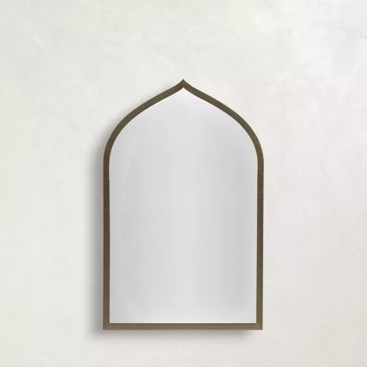 Cassara Brushed Brass Arched Vanity Mirror