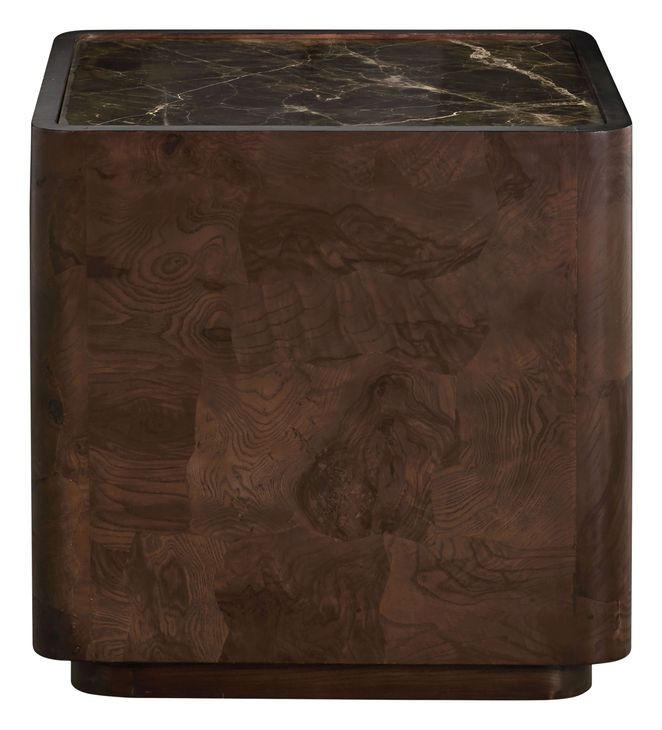 Summit Dusk and Dark Emperador Square Marble Top Side Table