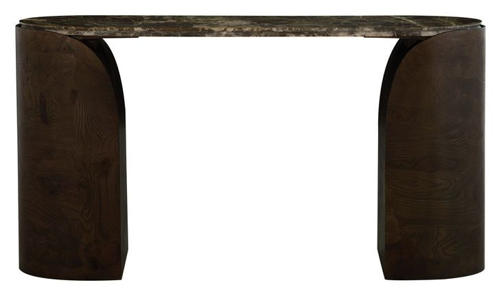 Summit Dusk and Dark Emperador Oval Marble Top Console Table