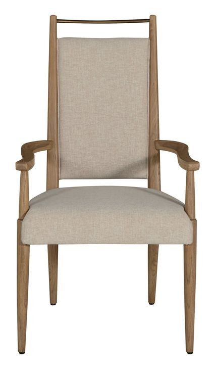 Highland Dawn and Sand Performance Fabric Upholstered Dining Arm Chair