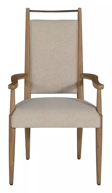 Highland Dawn and Sand Performance Fabric Upholstered Dining Arm Chair