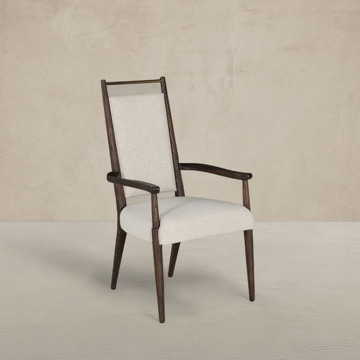 Highland Dusk and Sand Performance Fabric Upholstered Dining Arm Chair