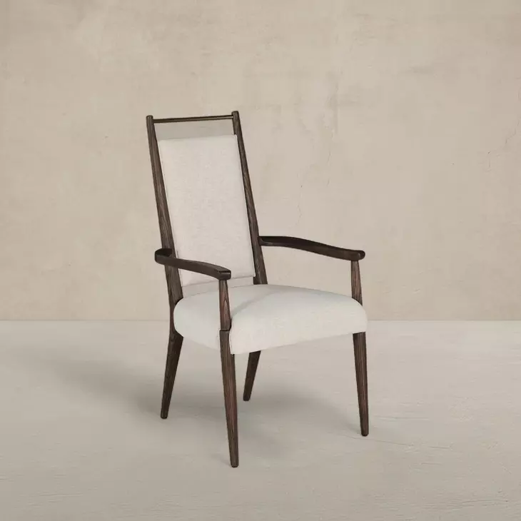 Highland Dusk and Sand Performance Fabric Upholstered Dining Arm Chair
