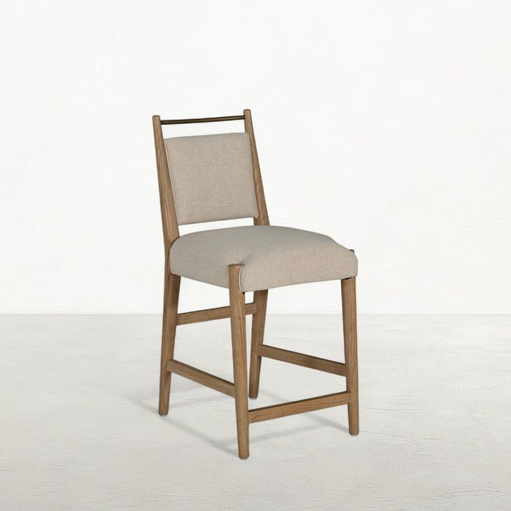 Highland Dawn and Sand Performance Fabric Upholstered Counter Height Stool
