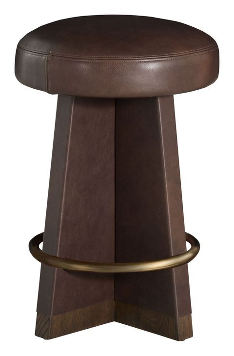 Plateau Maximus Chocolate Leather Upholstered Swivel Counter Height Stool