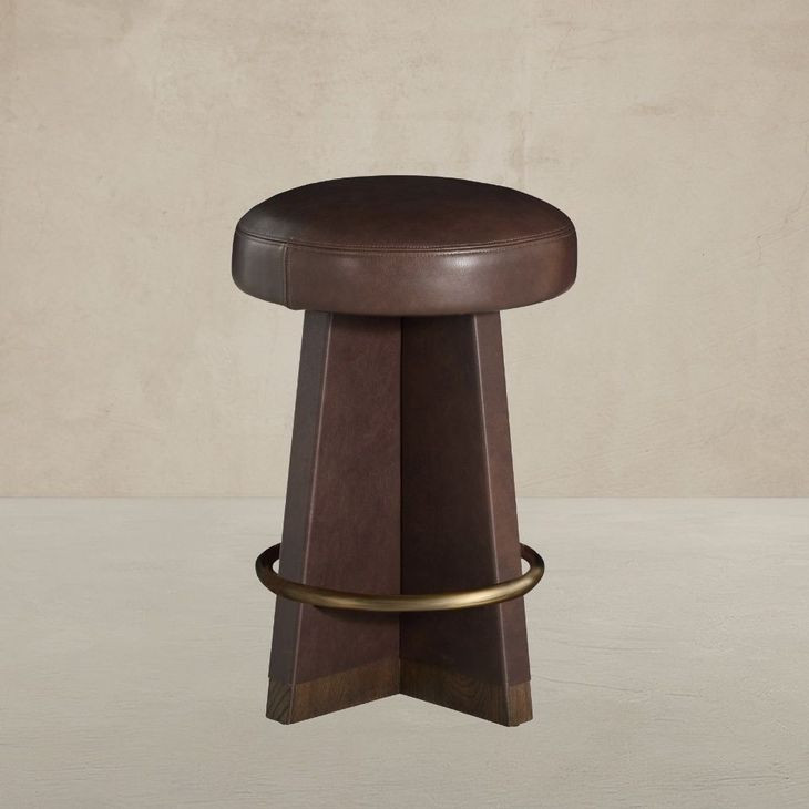 Plateau Maximus Chocolate Leather Upholstered Swivel Counter Height Stool