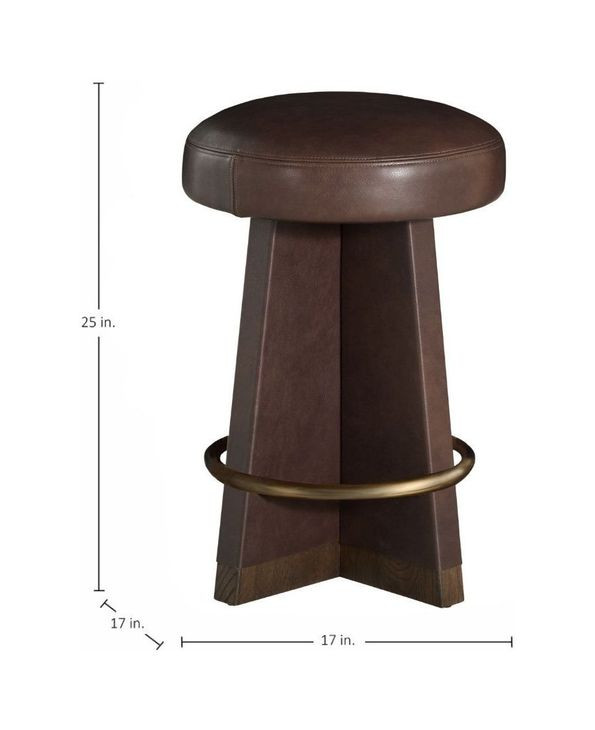 Plateau Maximus Chocolate Leather Upholstered Swivel Counter Height Stool