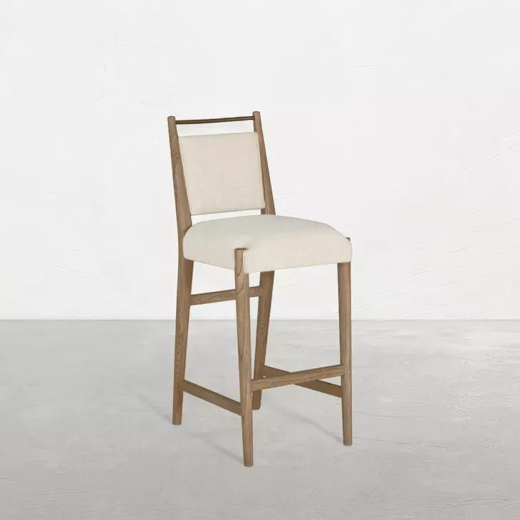 Highland Dawn and Sand Performance Fabric Upholstered Bar Stool