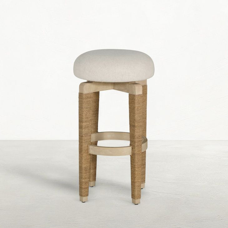 Maris Ivory Performance Fabric Upholstered Swivel Bar Stool