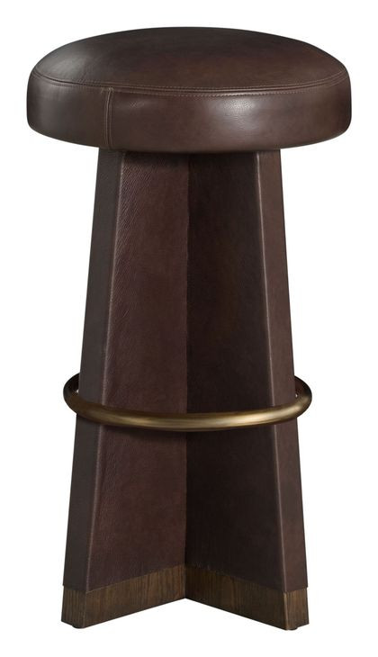 Plateau Maximus Chocolate Leather Upholstered Swivel Bar Stool