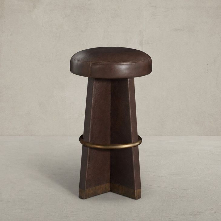 Plateau Maximus Chocolate Leather Upholstered Swivel Bar Stool