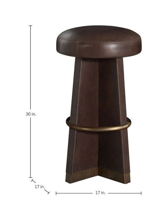 Plateau Maximus Chocolate Leather Upholstered Swivel Bar Stool
