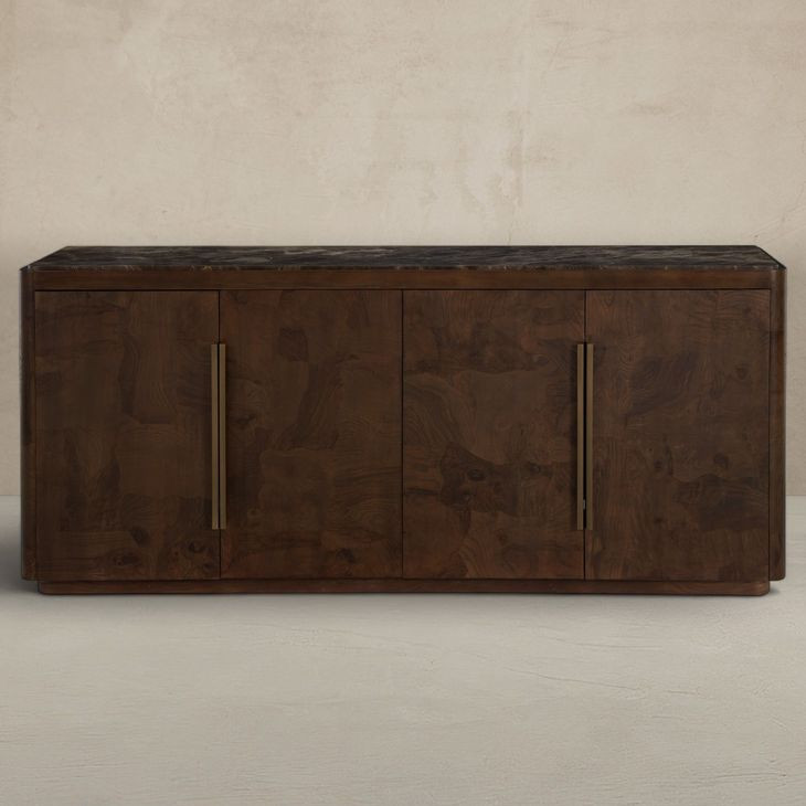 Summit Dusk and Dark Emperador 4 Door Marble Top Sideboard