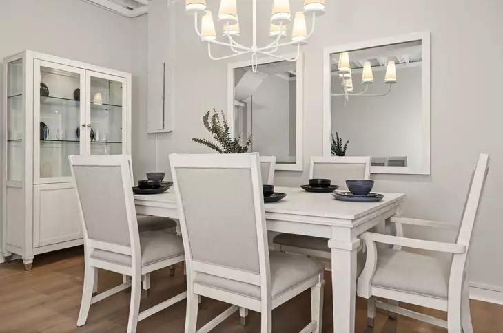 Point Breeze Fresh White and Soft Gray Glaze Extendable Rectangular Dining Room Set