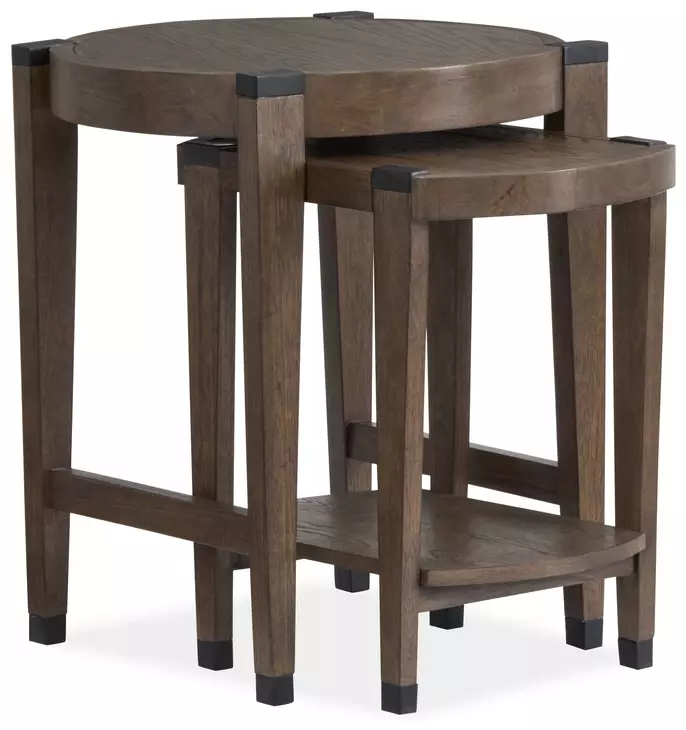 Kaysen Wallaby and Matte Black Round Nesting End Table