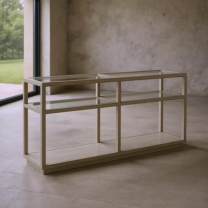 Glaze Bezel Rectangular Glass Top Console Table