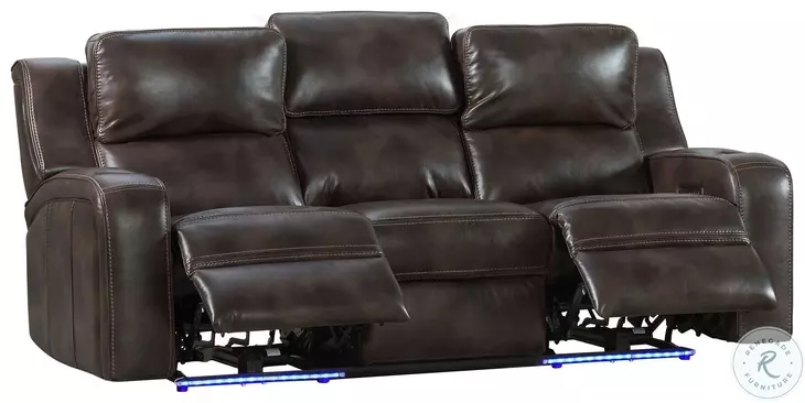 Silhouette Bolero Coffee Dual Power Reclining Sofa with Drop Down Table