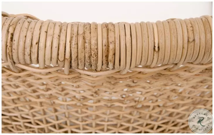 Seaside LiveSmart Peyton Pearl and Natural Rattan Performance Fabric Dining Chair Set Of 2