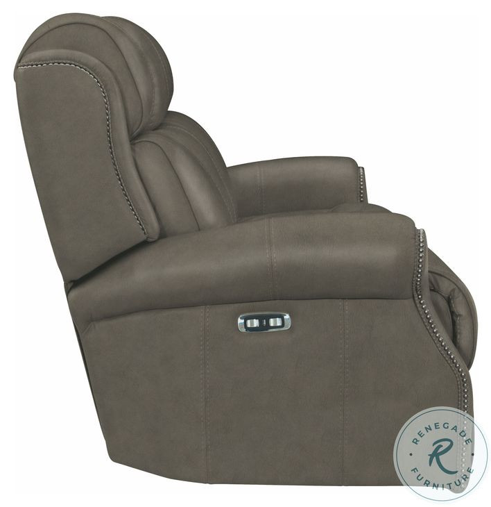 Mcgwire Gray Leather Power Reclining Loveseat