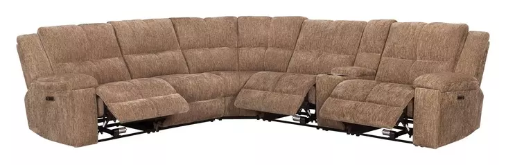 Bronco Plush Tobacco 6 Piece Modular Zero Gravity Power Reclining Sectional with Power Adjustable Headrest and USB Charging