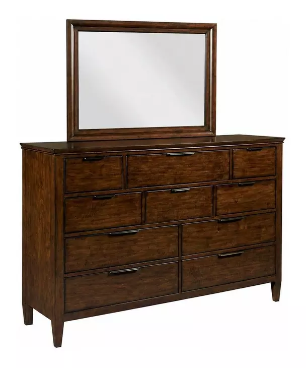 Amaretto Grove Amaretto 10 Drawer Luccia Bureau with Rectangular Mirror