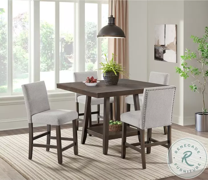 Hester Brown Counter Height Dining Room Set With Lazy Susan