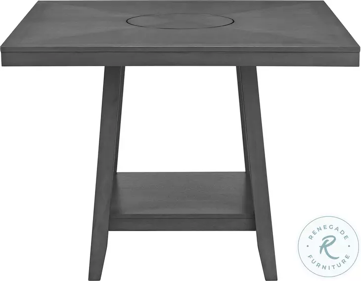 Hester Grey Counter Height Dining Table With Lazy Susan