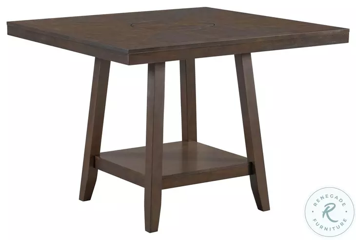 Hester Brown Counter Height Dining Table With Lazy Susan