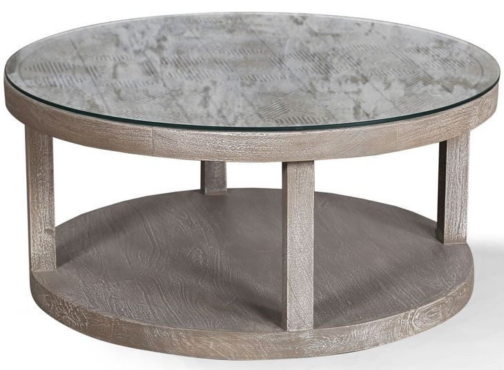 Crossings Serengeti Sandblasted Fossil Grey Round Cocktail Table