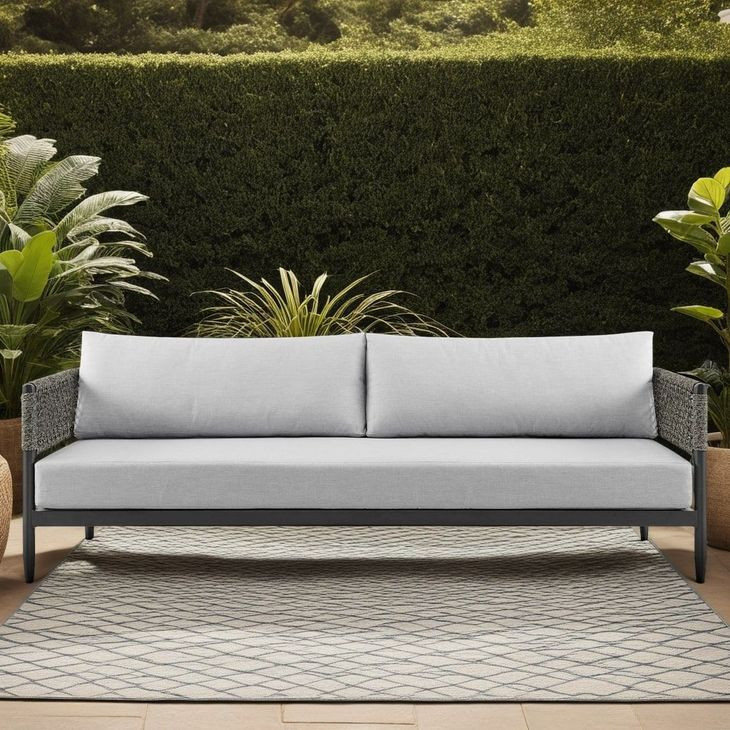 Alegria Light Gray 84" Outdoor Sofa