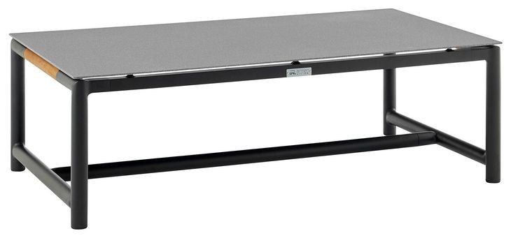 Crown Black and Natural Outdoor Rectangular Glass Top Cocktail Table