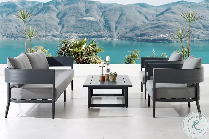 Menorca Dark Gray Outdoor 4 Piece Conversation Set