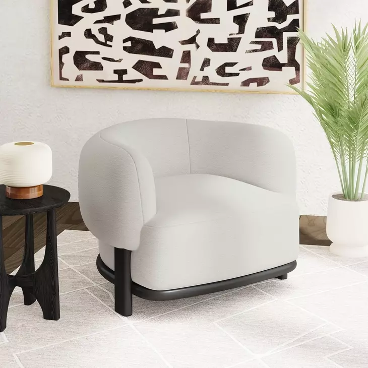 Andalusia White Upholstered Accent Chair