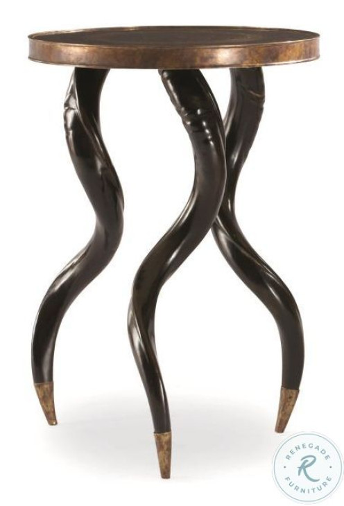 Faux Horn Antique And Black Lacquer Horn Ebony Chairside Table