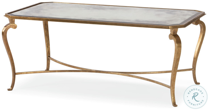 SF51 Inlaid Mirror And Antique Bronze 48" Cocktail Table