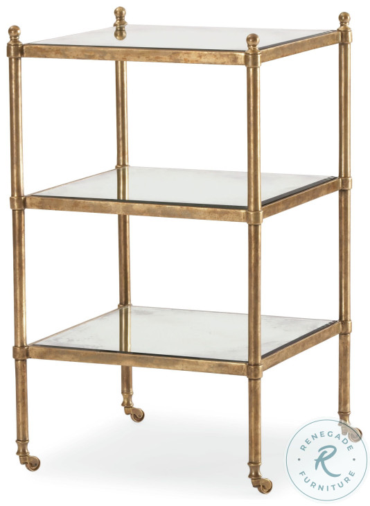 SF51 Inlaid Mirror And Antique Bronze Chairside Table
