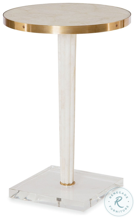 Vera Inlaid Crystal Stone And Brass Side Table