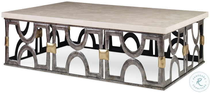 Bardot Inlaid White And Bronze Occasional Table Set