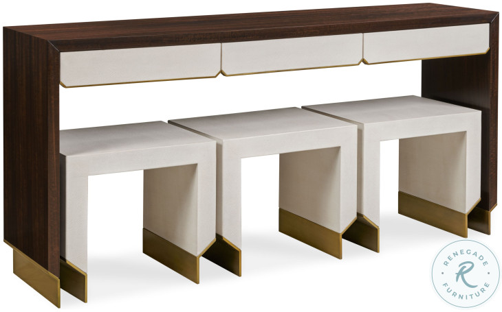 Fractal Embossed Leather And Brass Bench