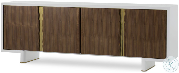 Kintsugi White Lacquer And Walnut Credenza