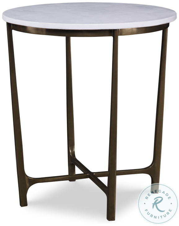 Wilcox Arctic White Scagliola And Bronze Chairside Table