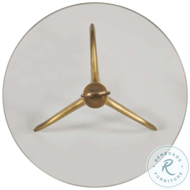 Wilton Clear Glass And Brass Accent Table