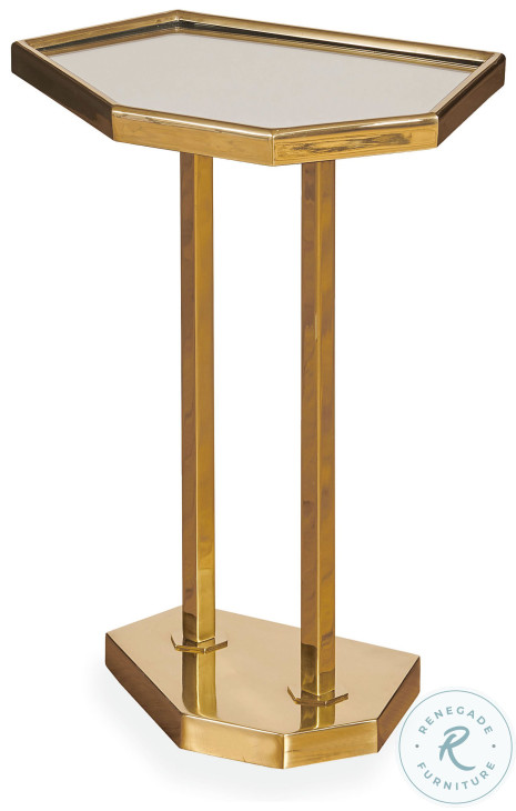Reyes Clear Mirror And Brass Side Table