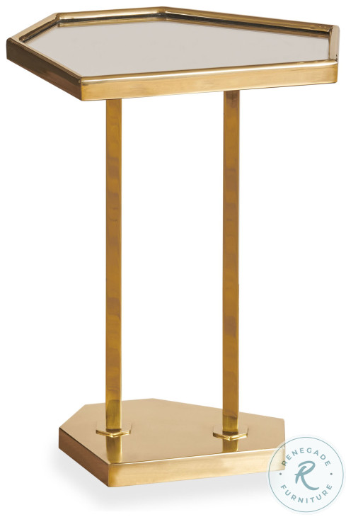 Reyes Clear Mirror And Brass Side Table