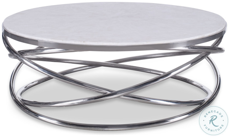 Equinox Inlaid Crystal Stone And Nickel Cocktail Table