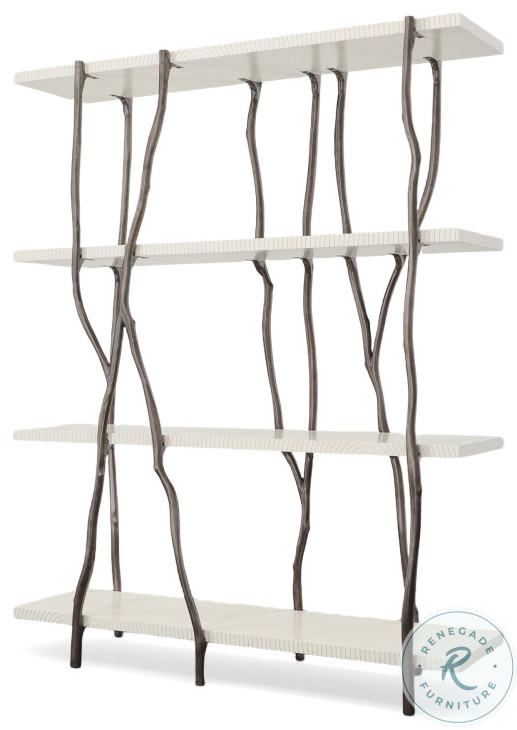 Willow White Lacquered And Antique Black Nickel Etagere