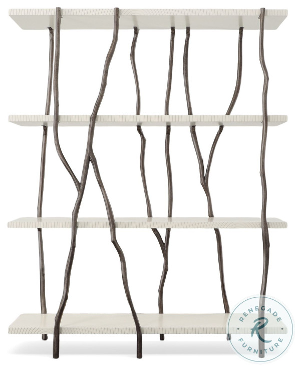 Willow White Lacquered And Antique Black Nickel Etagere