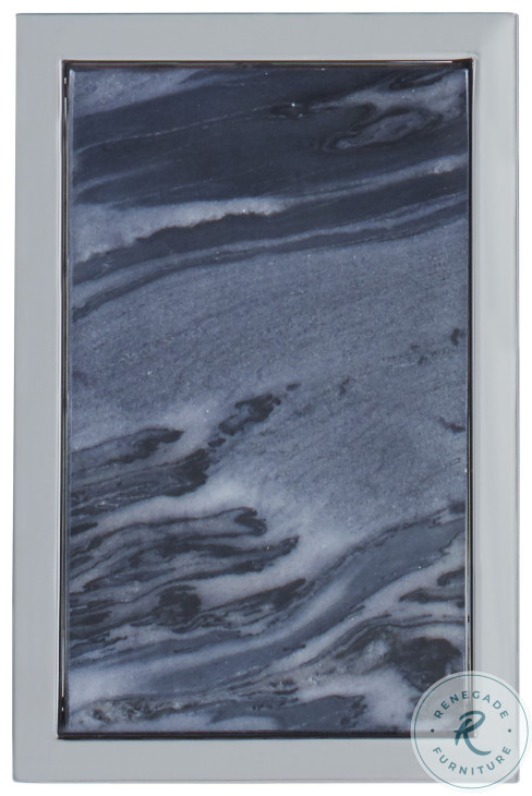 Sadie Grey White Stone And Polished Nickel Spot Table