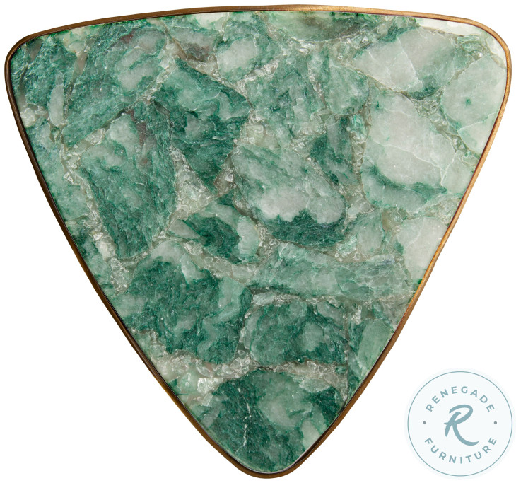 Rae Green Aventurine Stone And Satin Brass Accent Table