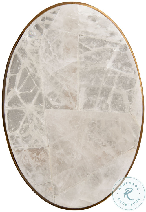 Rae White Rock Crystal Stone And Satin Brass Accent Table